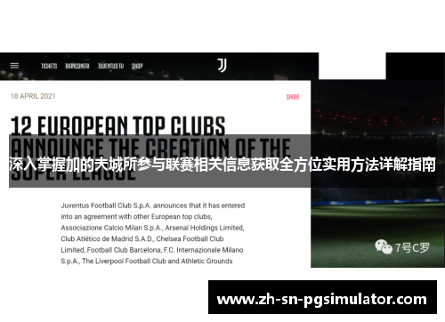 深入掌握加的夫城所参与联赛相关信息获取全方位实用方法详解指南